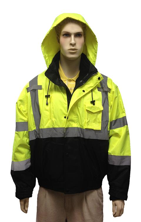 Premium Saftey Bomber Jackets w/ Removable Fleece Lining - ANSI Class III Rating - Size: Medium