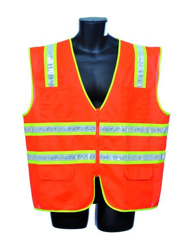 Surveyor Safety Vests w/ Zipper Closure - ANSI Class III Rating - Orange - Size 3XL