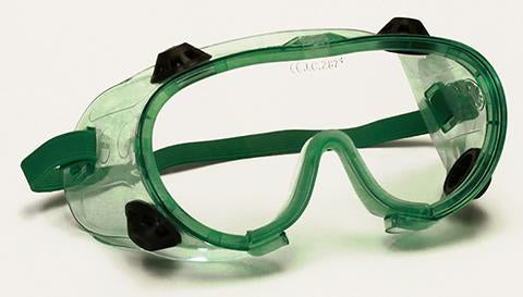 Lab Safety Goggles - Indirect Ventilation - Green w/ Anti-Fog Lenses