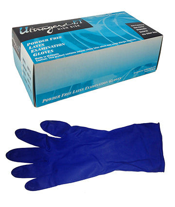 12" High Risk Medical Powder Free Disposable Latex Gloves - Ultragard - Size: Medium