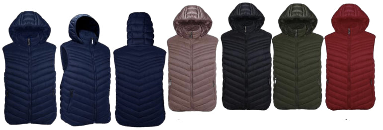 Men's Berber Lined Winter Puffer Vests w/ Detachable Hood - Choose Your Color(s)