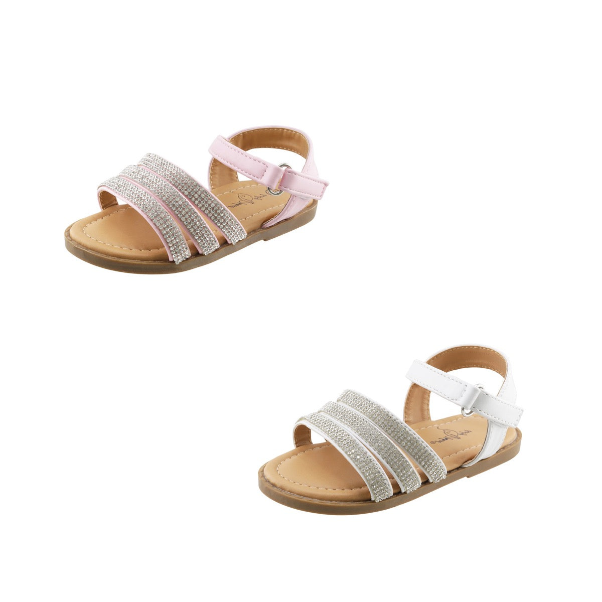 Girl's Gladiator Sandals w/ Embroidered Rhinestones & Adjustable Heel Strap - Choose Your Color(s)