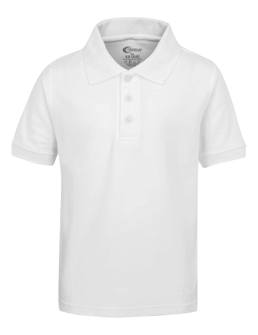 Boy's School Uniform Short Sleeve Polo Shirts - White - Choose Your Sizes (2/3-18/20)