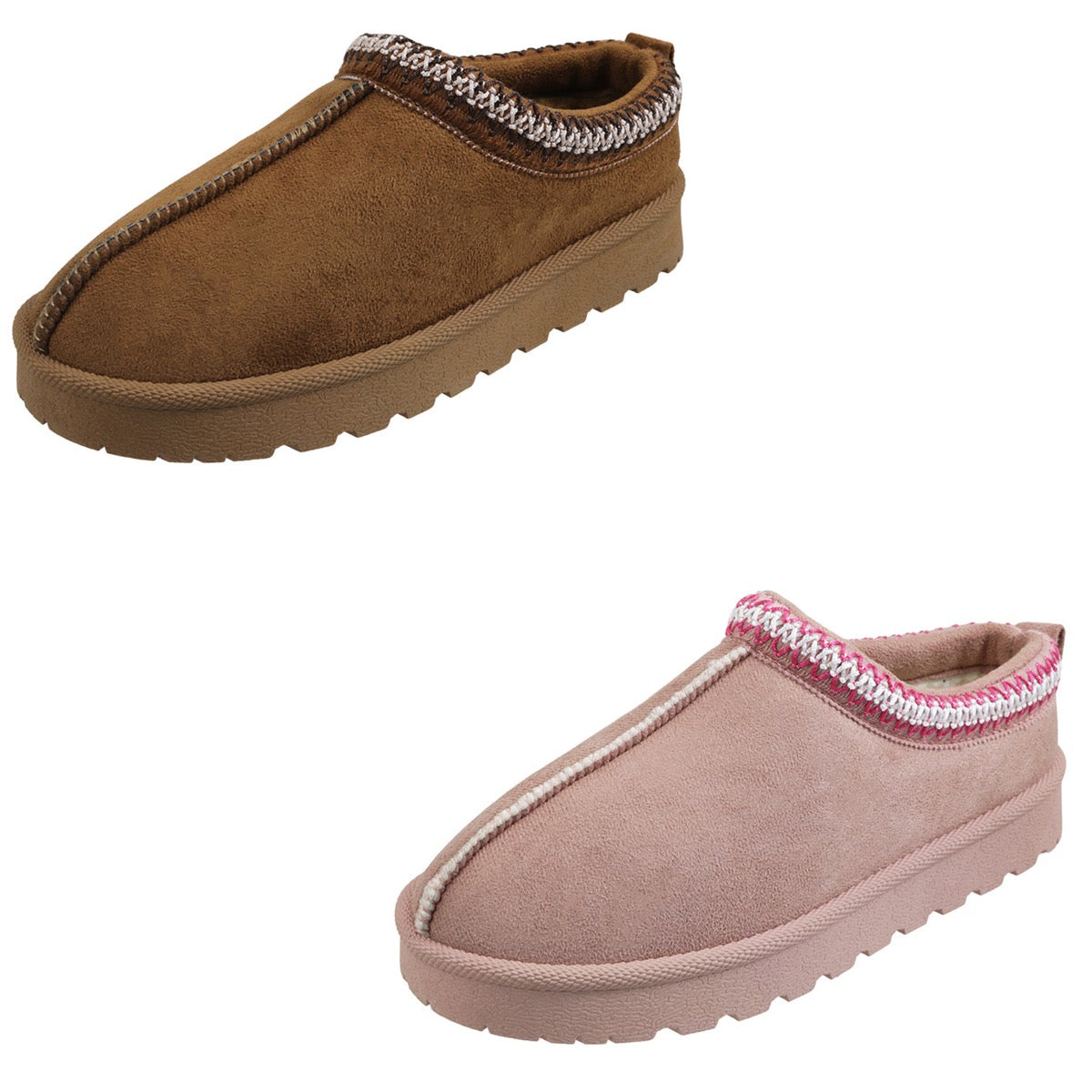 Women's Mule Bedroom Slippers w/ Fashion Cross Stitching Trim - Choose Your Color(s)