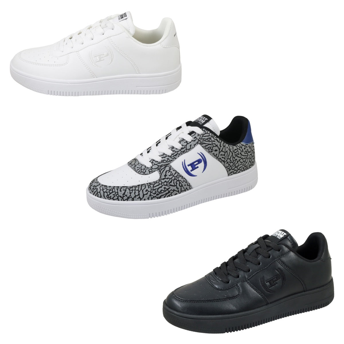 Men's Athletic Court Sneakers w/ Embroidered Phat Logo - Choose Your Color(s)