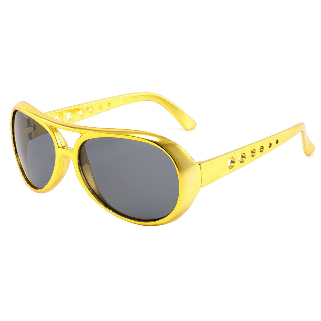 Elvis Memphis King Party Sunglasses - Gold w/ Smoke Lenses