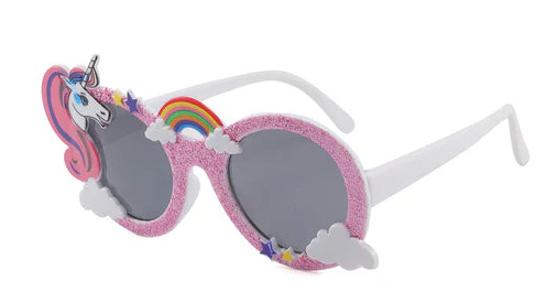 Glitter Embroidered Unicorn Novelty Party Glasses w/ Rainbow Charm