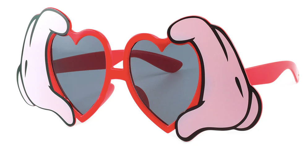 Disney Heart-Shaped Novelty Party Glasses w/ Mickey Mouse Glove Frames