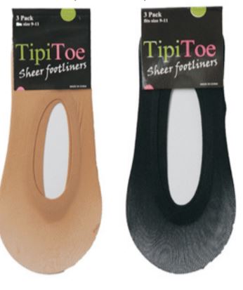 Women's No-Show Sheer Ped Sock Footliners - Black - Size 9-11 - 3-Pair Packs