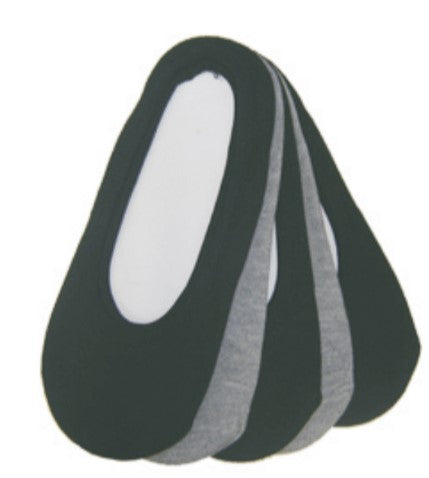 Women's No-Show Ped Sock Footliners - Solid Black & Grey - Size 9-11 - 5-Pair Packs