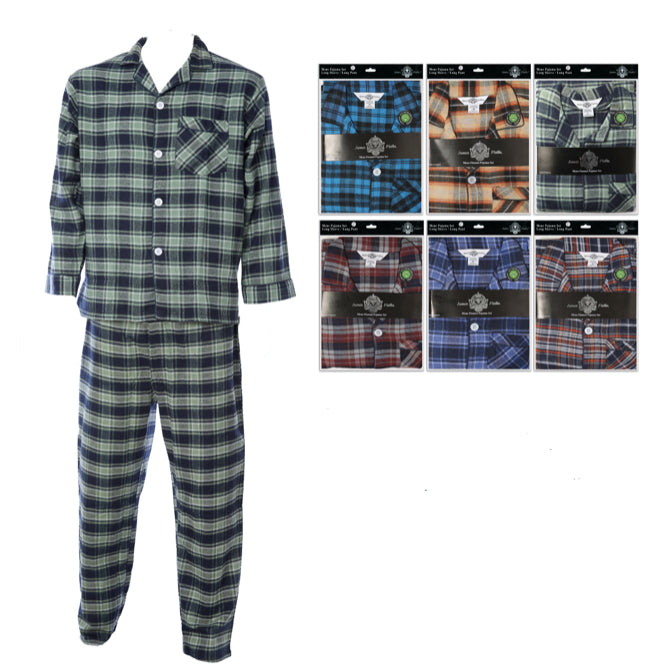 Men's Plaid Pajama Set w/ Front Pocket - Assorted Patterns