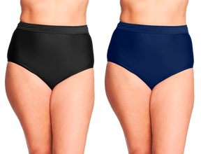 Women's High Waist Brief Cut Swimsuit Bottoms - Solid Colors - Plus Sizes 18-24