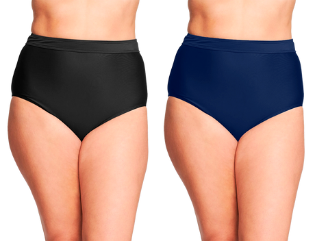 Women's High Waist Brief Cut Swimsuit Bottoms - Solid Colors - Plus Sizes 18-24