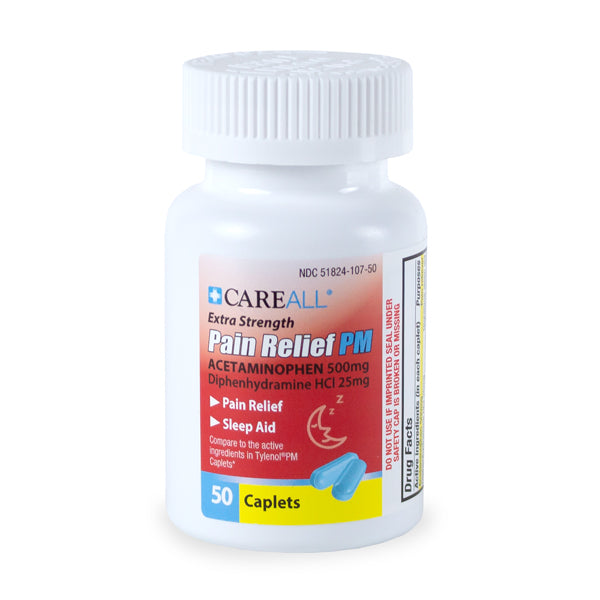 CareALL Acetaminophen PM Caplets, 500mg, 50/bt