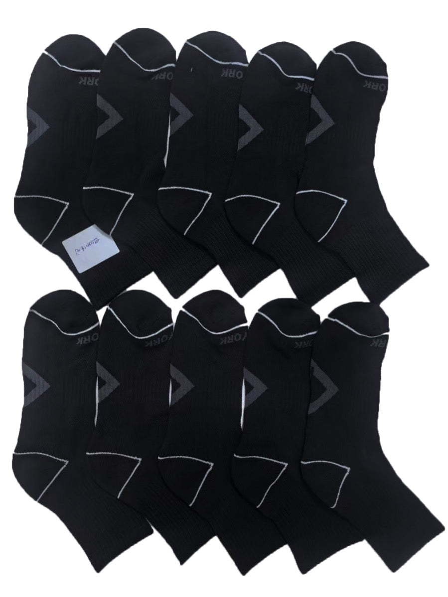 Men's High Quarter-Length Socks - Black - Size 10-13