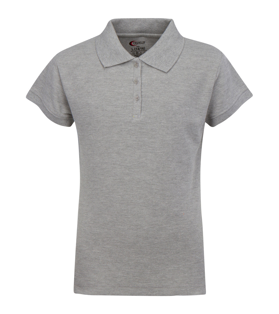 Junior Ladies School Uniform Short Sleeve Polo Shirts - Grey - Choose Your Sizes (Small-2X)