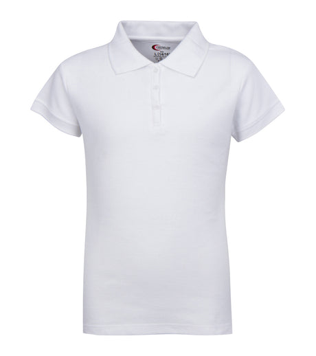 Girl's School Uniform Short Sleeve Polo Shirts - White - Small