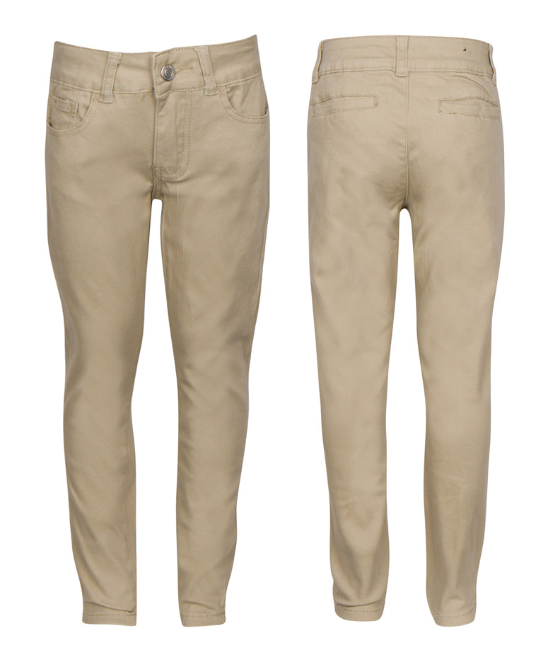 Girl's  Active Flex School Uniform Skinny Trousers - Khaki - Choose Your Sizes (1-13)