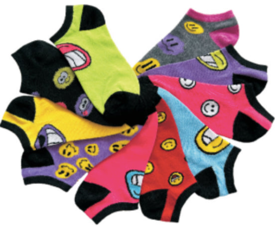 Women's Plus Size No Show Novelty Socks - Colorful Emoji Print - 10-Pair Packs - Size 10-13