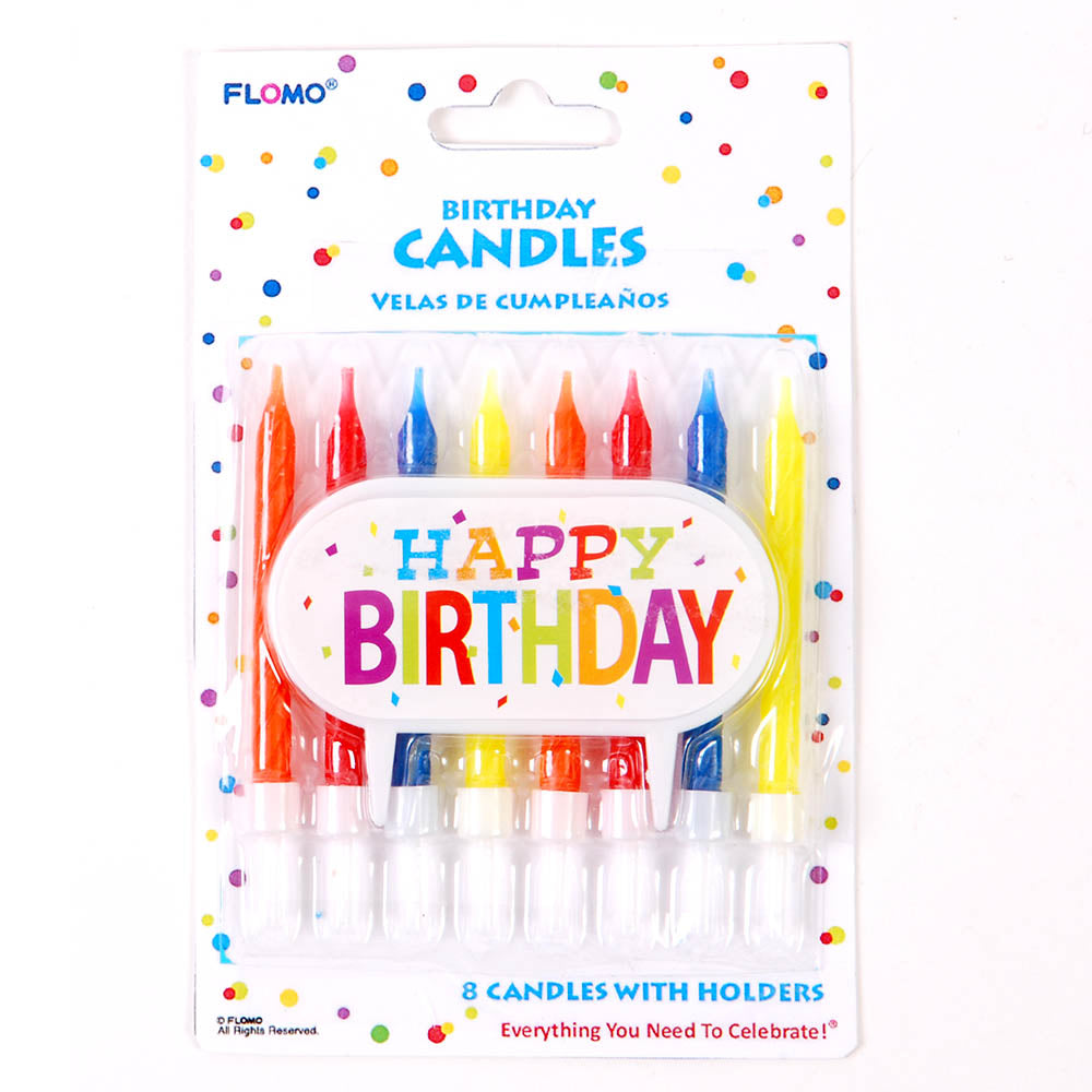 Birthday Candles w/ Holder - 8-Packs