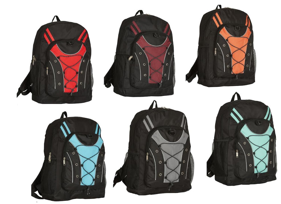 16" Premium Multi-Pocket Bungee Backpacks - Choose Your Color(s)