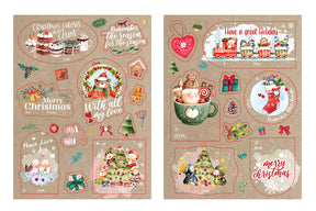 50-Piece Christmas Printed Kraft Sticker Sheets