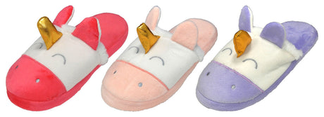 Girl's Terry Cloth Mule Unicorn Slippers w/ Soft Footbed