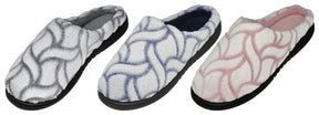 Women's Microsuede Clog Slippers w/ Wave Pattern Print