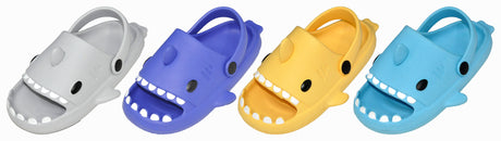 Children's Slide Sandals w/ Embroidered Shark & Adjustable Heel Strap