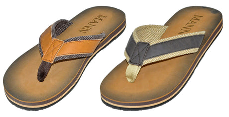 Men's Sport Flip Flops w/ Canvas Strap - Assorted Colors - Sizes 8-13