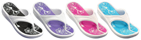 Women's Wedge Thong Sandals w/ Floral Inlay Footbed - Sizes 5-11