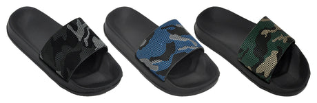 Boy's Slide Sandals - Black w/ Urban Camo Prints