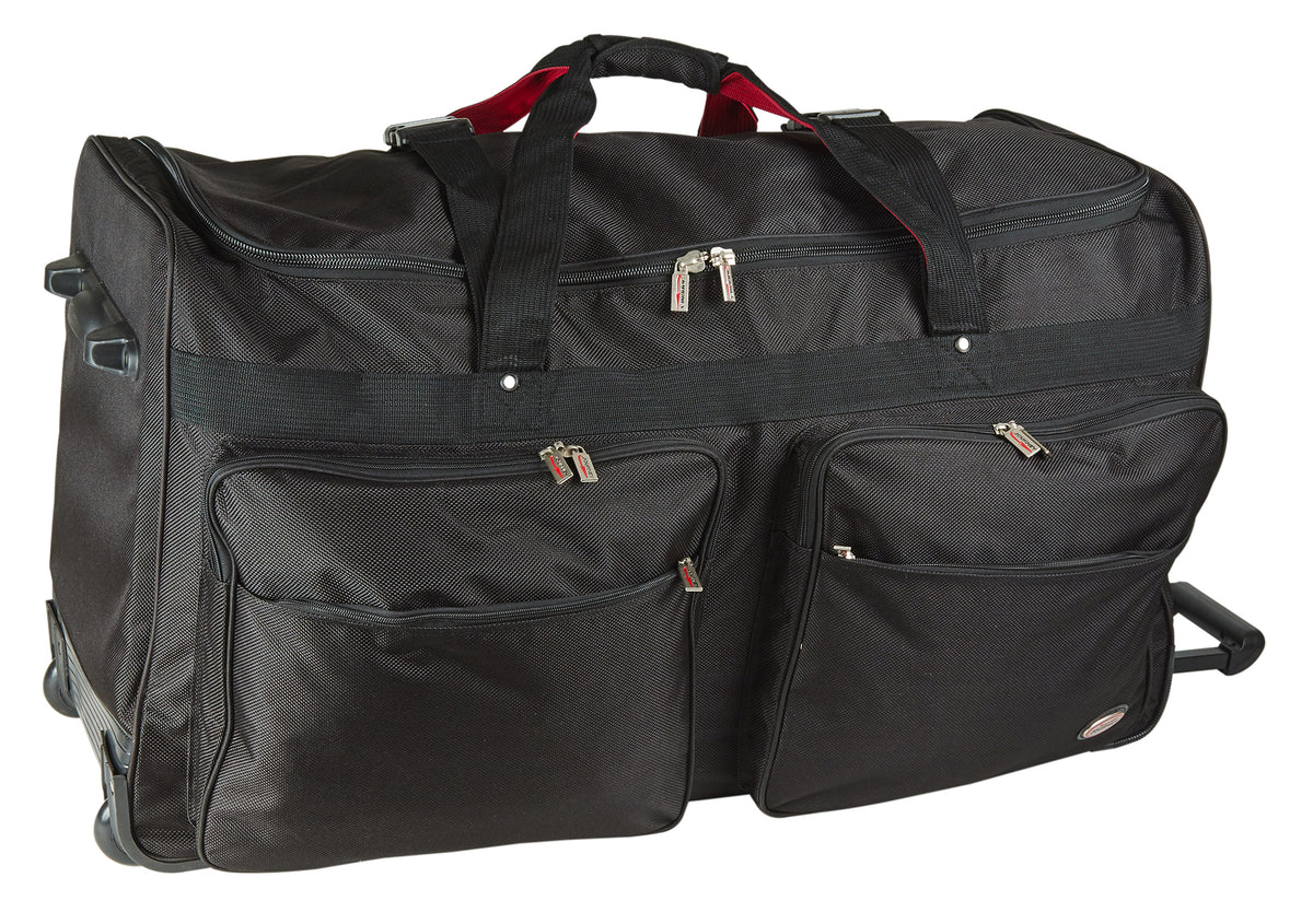 Collapsible Rollaboard Duffle Bags w/ Telescopic Handle - Black