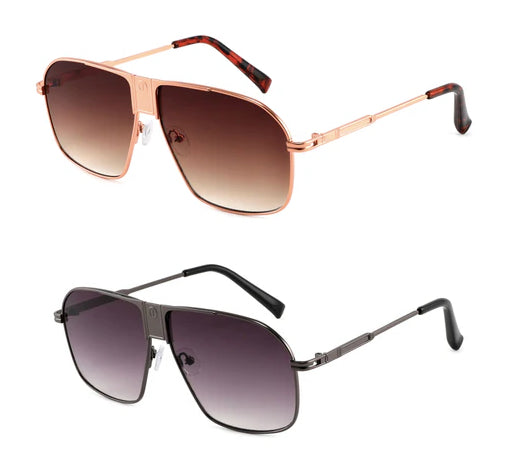 Men & Women's Square Frame Sunglasses w/ UV Protection - Black & Rose Gold Frame