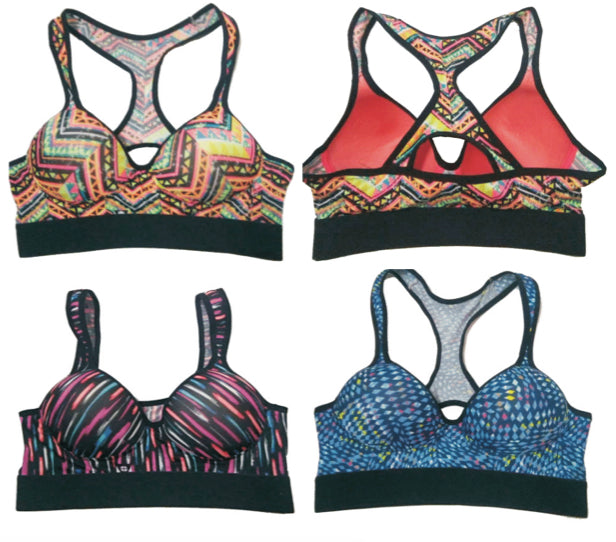 Athletic Sports Bras - Assorted Prints w/ Racerback