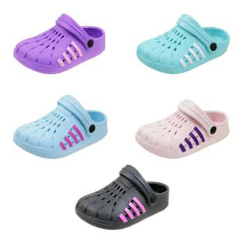 Girl's Sport Clogs w/ Contrast Stripes - Sizes 11-3