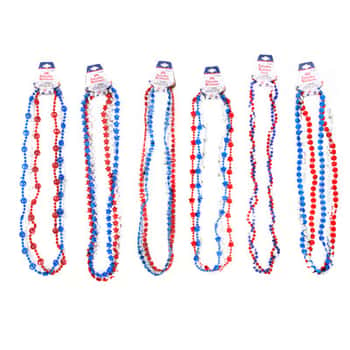 Necklace Patriotic 6 Ast 1&3 Pks Patriotic Barbell Card