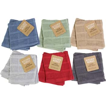 Kitchen Dish Cloth 2pk 12x12 6assorted Colors Silver, Sage, Camel, Soft Red, Charcoal, Blue