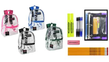 17" Classic Clear PureSport Backpack & High School Supply Kit Sets