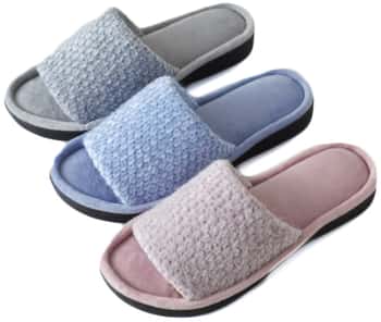 Women's Slip-On Bedroom Slippers w/ Texture Pattern Design - Assorted Colors - Choose Your Size(s)