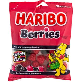 Haribo Berries Gummi Candy 4 Oz Peg Bag
