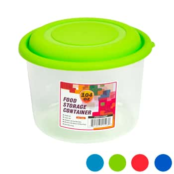 Food Storage Container Round 104 Oz Clear Bottom /4 Color Lids In Pdq #new Cont 4