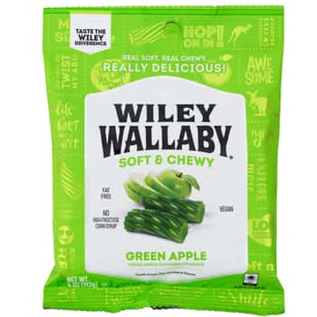 Licorice Wiley Wallby Green Apple 4 Oz Peg Bag