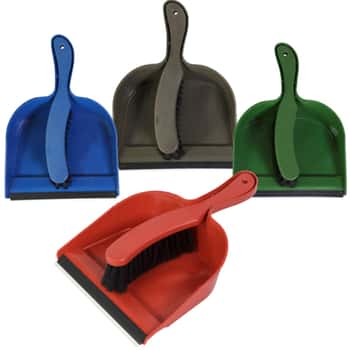 Dust Pan W/brush & Rubber Lip 8.5in 4 Colors