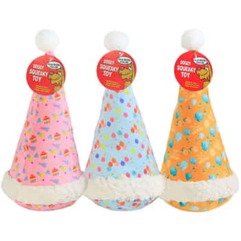 Dog Toy Birthday Plush Hat3 Asst Designs 11 Inch In Pdq#p32897