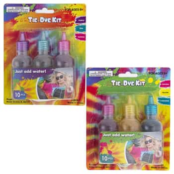 Tie-dye Kit 10pc Set Includes 3-dyes/5-rubberbands/2-gloves 2ast Color Combos/blc Age 6+