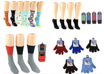 Printed Socks w/ Winter Gloves & Socks Bundle - Closeout