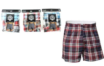 Men's Plaid Printed Boxer Shorts - 3 Pack - Assorted Colors