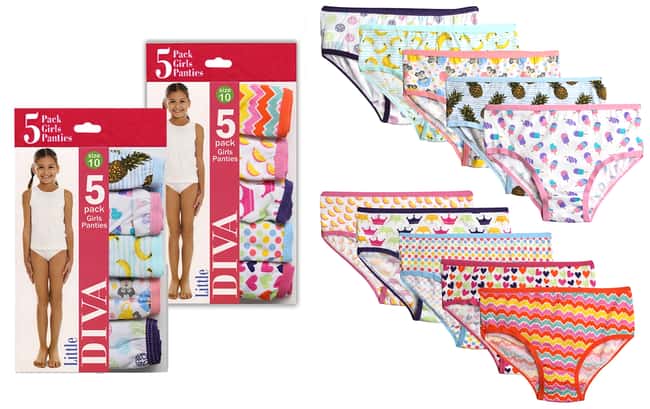Girl's Underwear 5-Packs by Little Diva - Assorted Patterns - Sizes 4