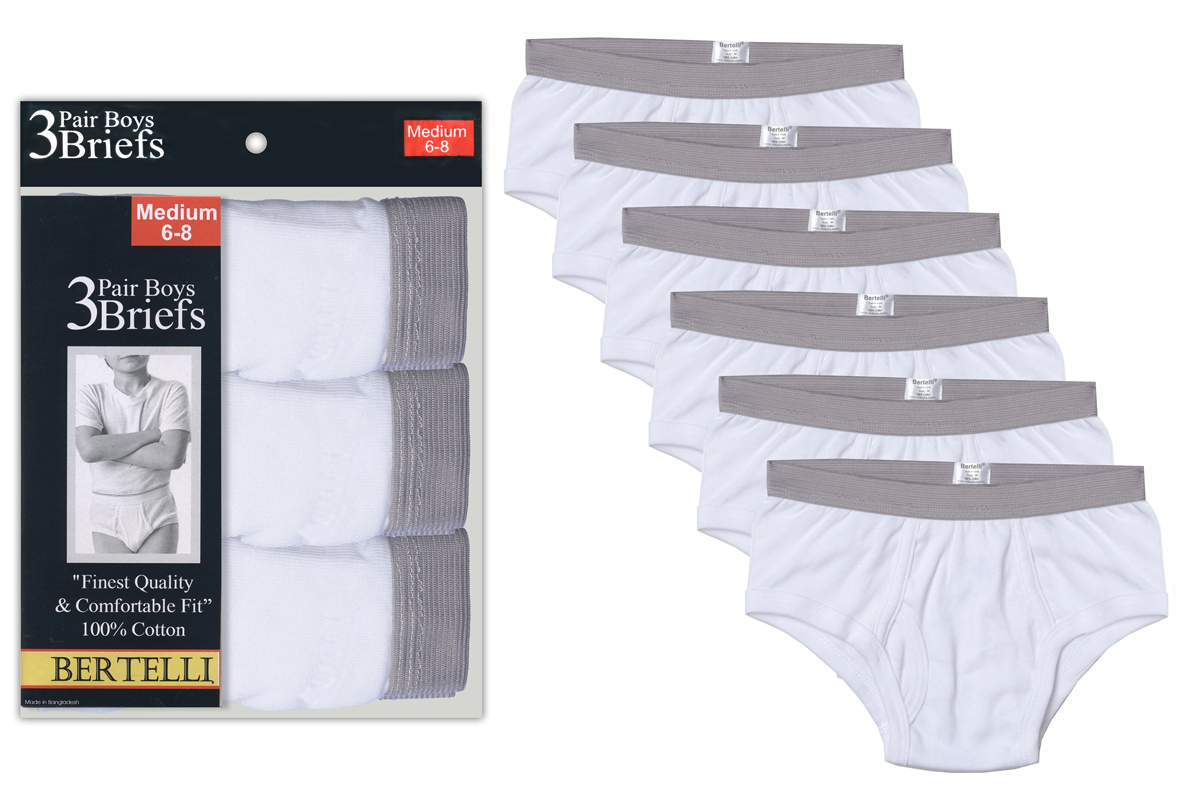 Boys White Briefs 3 Pack 24 3 packs per case ErosWholesale